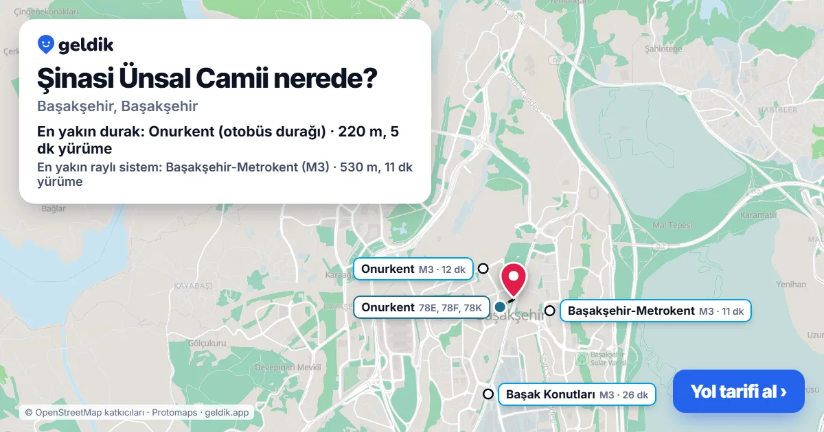 Şinasi Ünsal Camii nerede: haritada konumu ve en yakın duraklar, yürüme süreleriyle