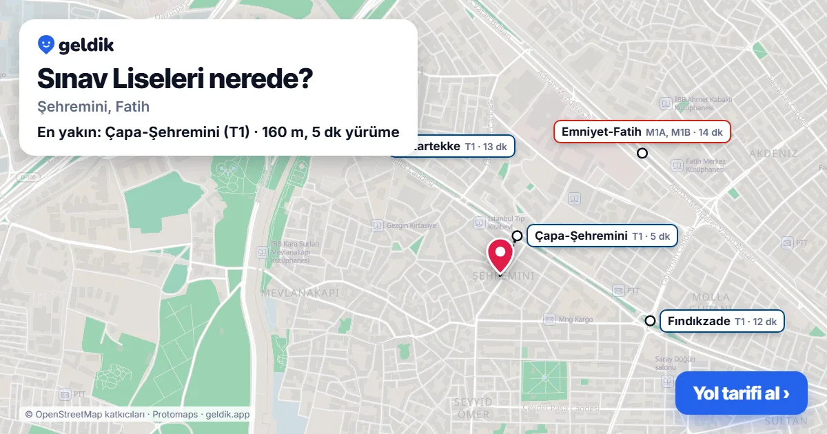 Sınav Liseleri nerede: haritada konumu ve en yakın duraklar, yürüme süreleriyle