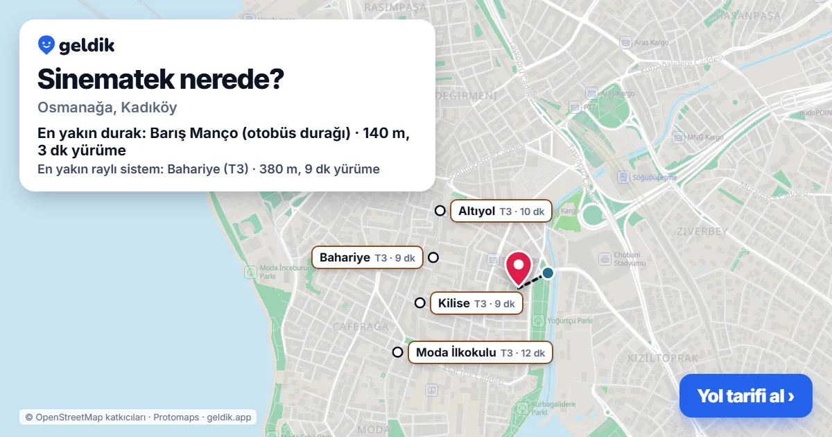 Sinematek nerede: haritada konumu ve en yakın duraklar, yürüme süreleriyle