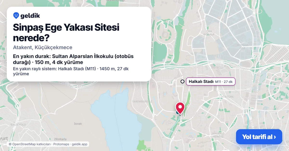 Sinpaş Ege Yakası Sitesi nerede: haritada konumu ve en yakın duraklar, yürüme süreleriyle