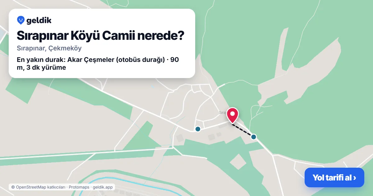 Sırapınar Köyü Camii nerede: haritada konumu ve en yakın duraklar, yürüme süreleriyle