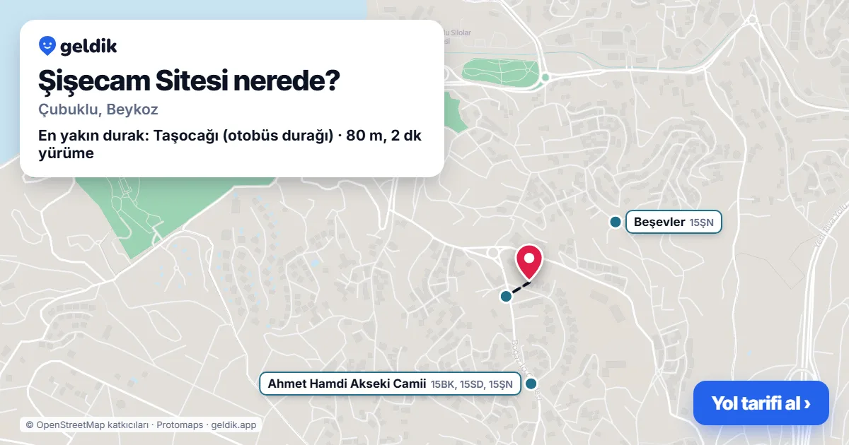 Şişecam Sitesi nerede: haritada konumu ve en yakın duraklar, yürüme süreleriyle