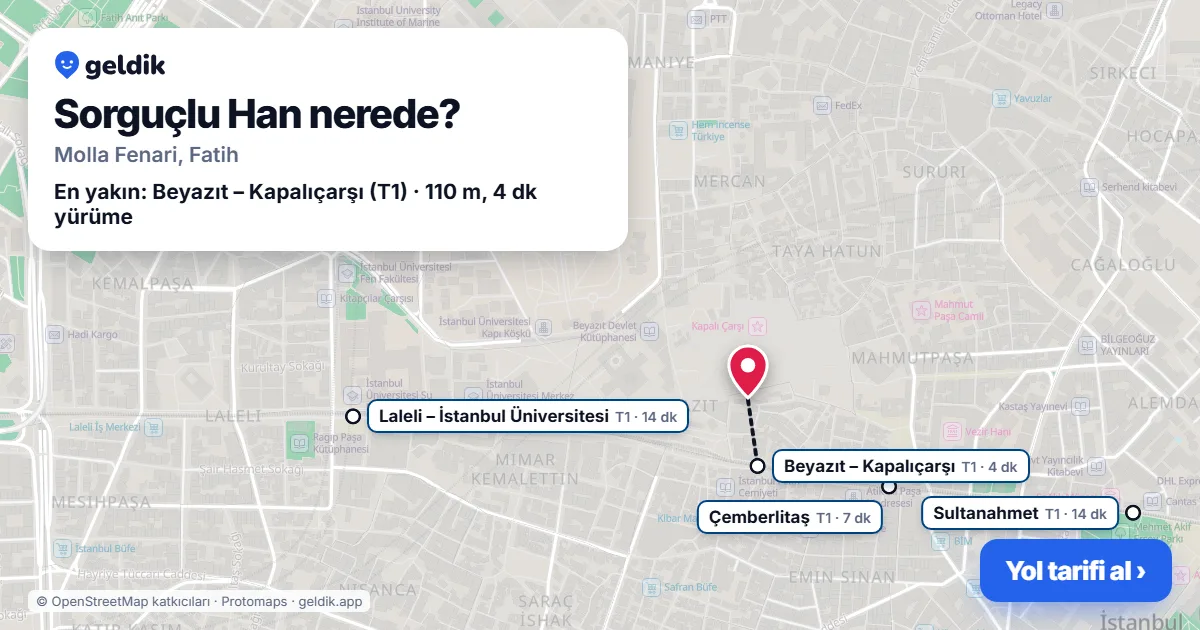 Where is Sorguçlu Han: map with its location and the nearest stops, with walking times