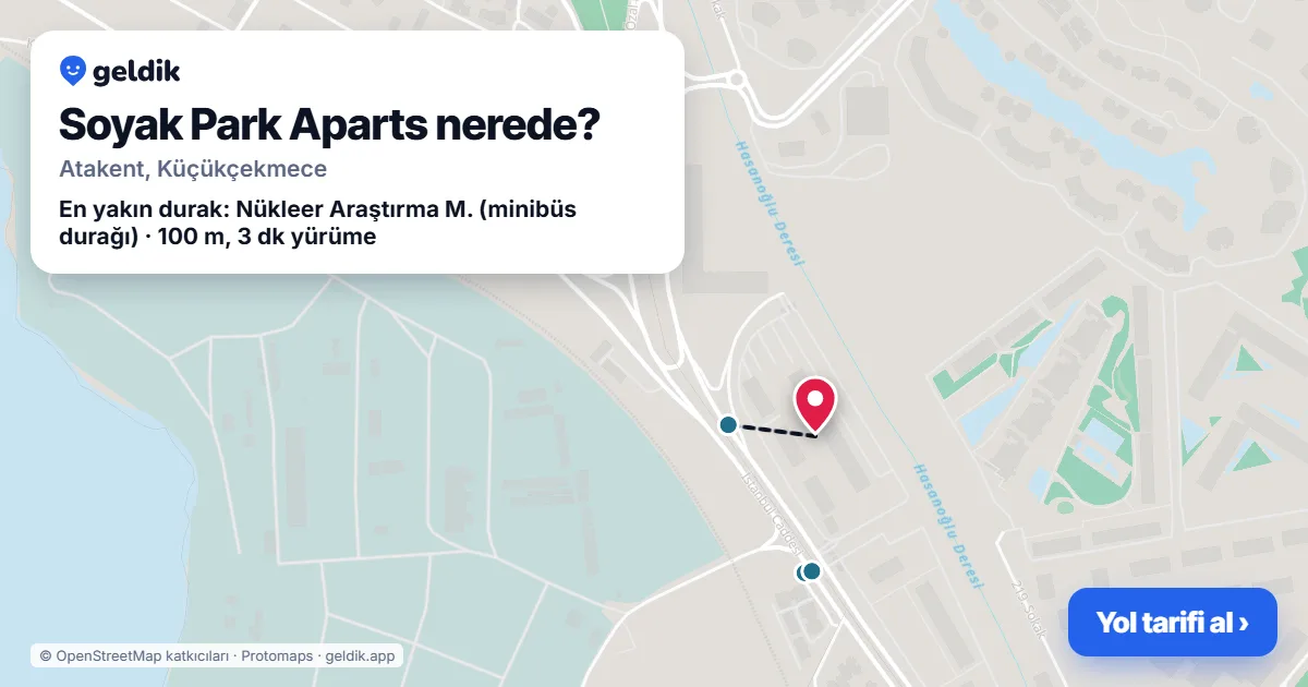 Soyak Park Aparts nerede: haritada konumu ve en yakın duraklar, yürüme süreleriyle