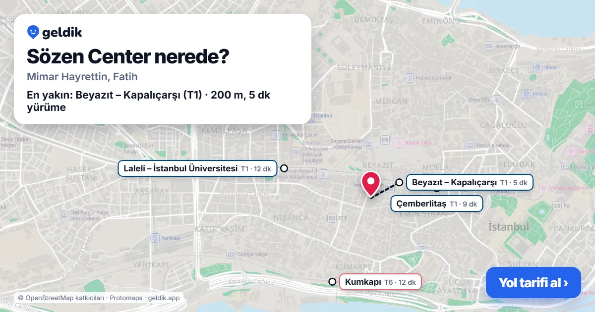 Sözen Center nerede: haritada konumu ve en yakın duraklar, yürüme süreleriyle