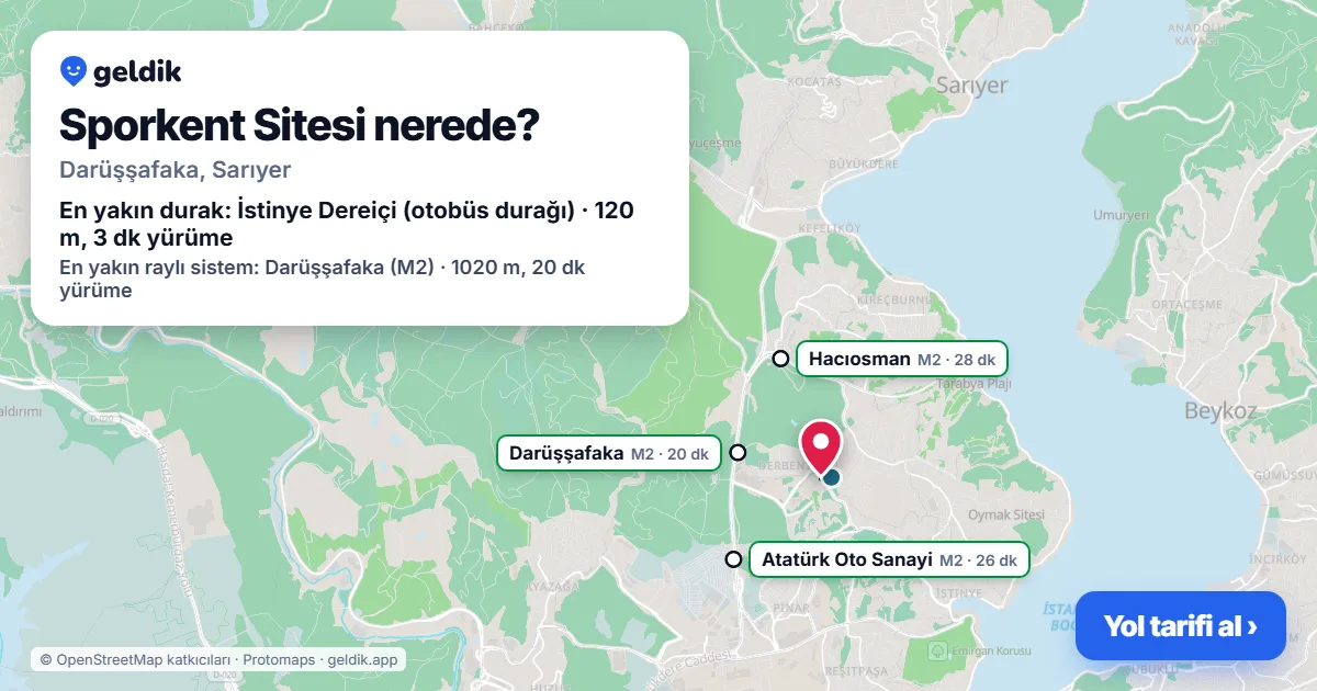 Sporkent Sitesi nerede: haritada konumu ve en yakın duraklar, yürüme süreleriyle