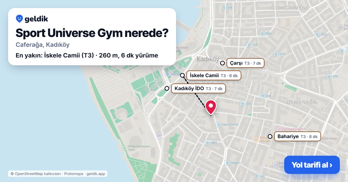 Where is Sport Universe Gym: map with its location and the nearest stops, with walking times