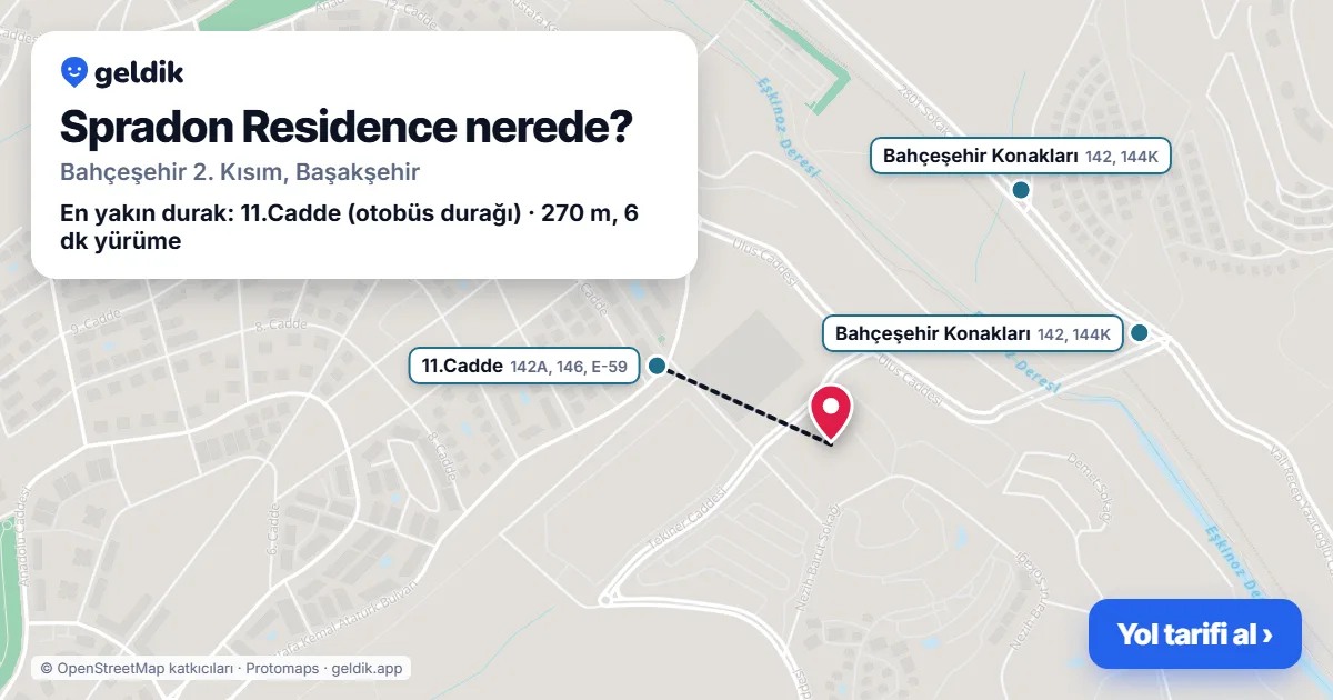 Spradon Residence nerede: haritada konumu ve en yakın duraklar, yürüme süreleriyle