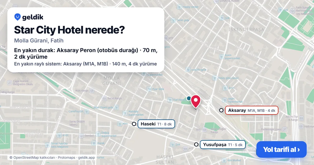 Star City Hotel nerede: haritada konumu ve en yakın duraklar, yürüme süreleriyle