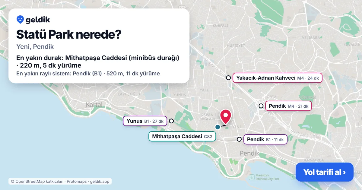Statü Park nerede: haritada konumu ve en yakın duraklar, yürüme süreleriyle