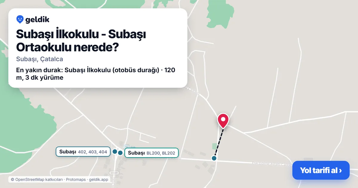 Where is Subaşı İlkokulu - Subaşı Ortaokulu: map with its location and the nearest stops, with walking times