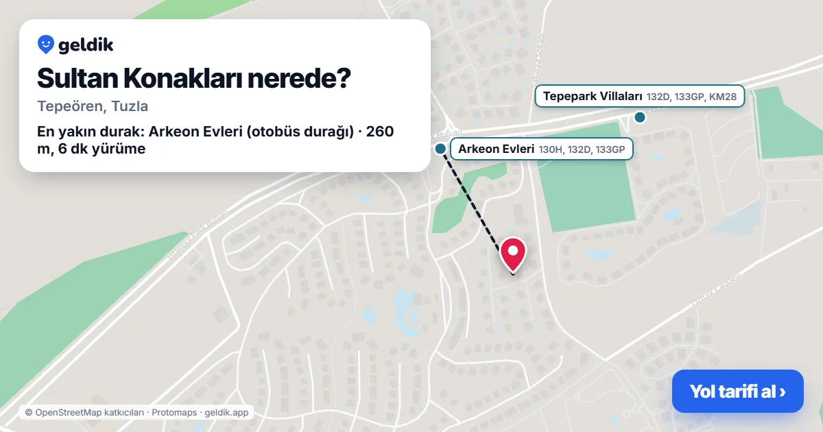 Sultan Konakları nerede: haritada konumu ve en yakın duraklar, yürüme süreleriyle