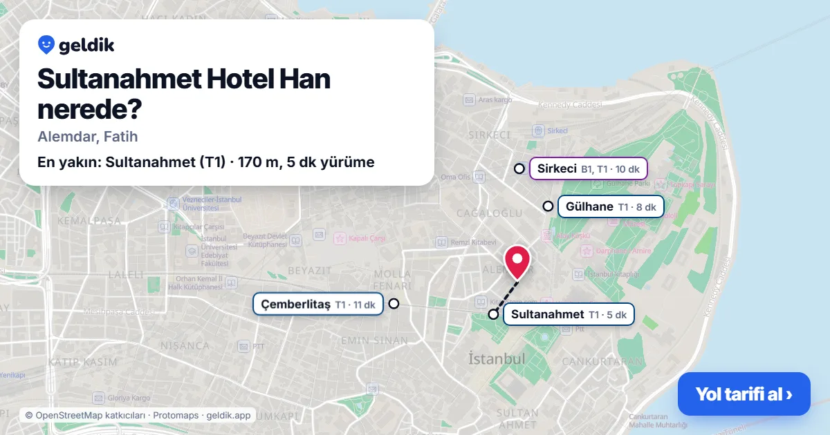 Sultanahmet Hotel Han nerede: haritada konumu ve en yakın duraklar, yürüme süreleriyle
