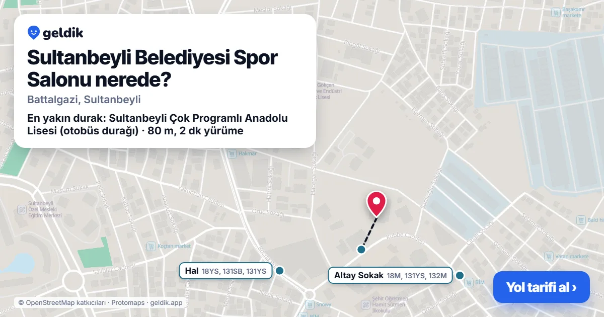 Sultanbeyli Belediyesi Spor Salonu nerede: haritada konumu ve en yakın duraklar, yürüme süreleriyle
