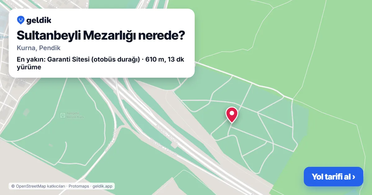 Where is Sultanbeyli Mezarlığı: map with its location and the nearest stops, with walking times