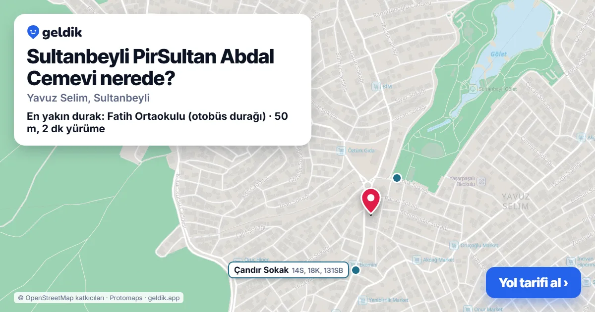 Where is Sultanbeyli PirSultan Abdal Cemevi: map with its location and the nearest stops, with walking times