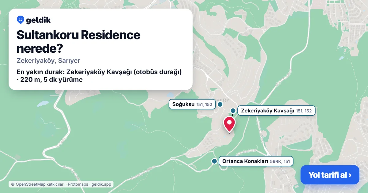 Where is Sultankoru Residence: map with its location and the nearest stops, with walking times