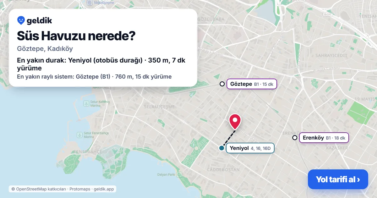 Where is Süs Havuzu: map with its location and the nearest stops, with walking times