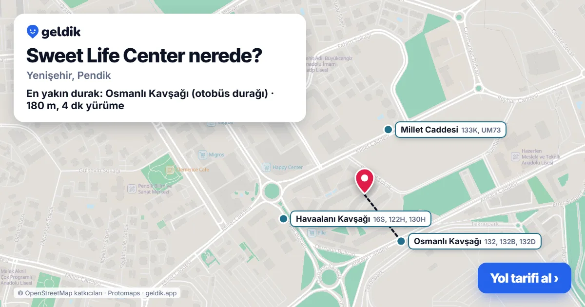 Sweet Life Center nerede: haritada konumu ve en yakın duraklar, yürüme süreleriyle