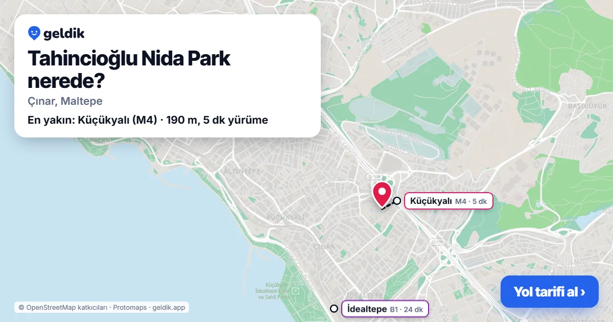 Where is Tahincioğlu Nida Park: map with its location and the nearest stops, with walking times