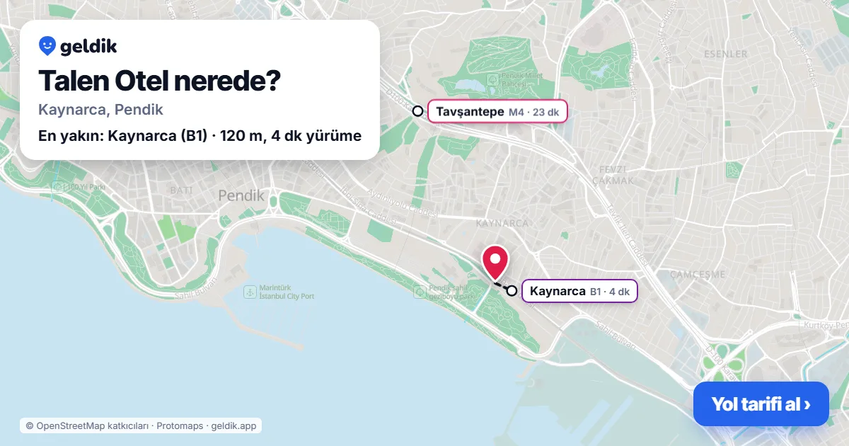 Where is Talen Otel: map with its location and the nearest stops, with walking times