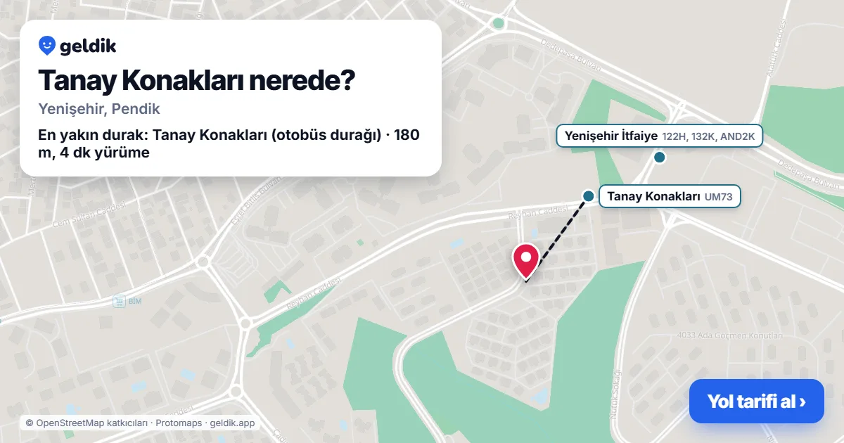 Tanay Konakları nerede: haritada konumu ve en yakın duraklar, yürüme süreleriyle