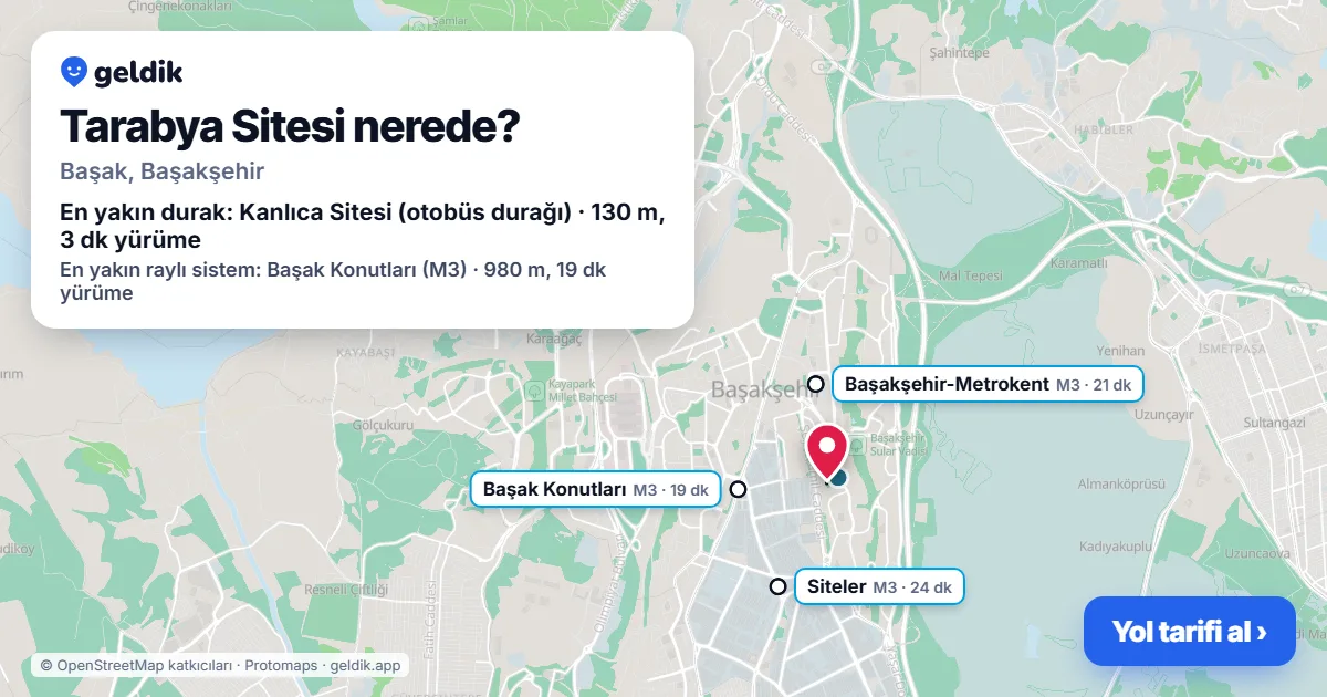 Where is Tarabya Sitesi: map with its location and the nearest stops, with walking times