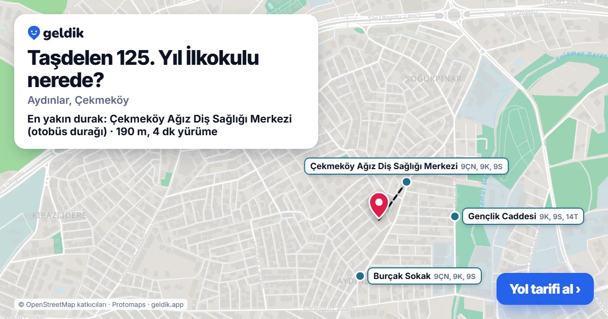 Taşdelen 125. Yıl İlkokulu nerede: haritada konumu ve en yakın duraklar, yürüme süreleriyle