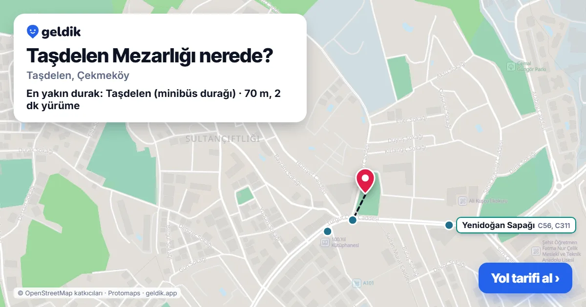 Taşdelen Mezarlığı nerede: haritada konumu ve en yakın duraklar, yürüme süreleriyle