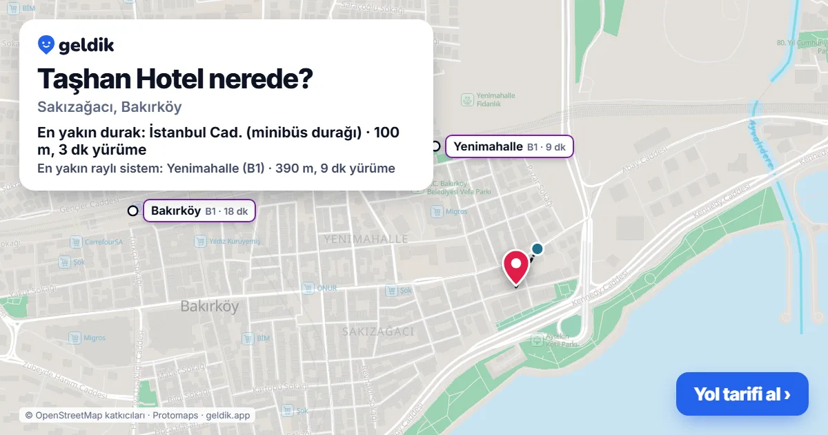 Taşhan Hotel nerede: haritada konumu ve en yakın duraklar, yürüme süreleriyle