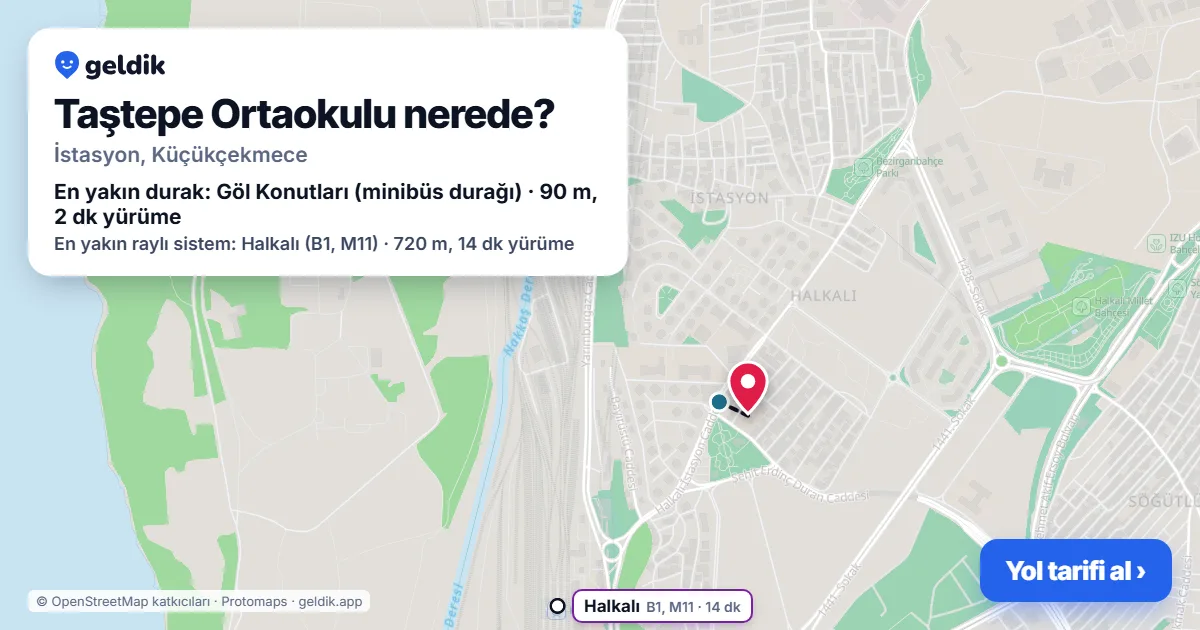 Where is Taştepe Ortaokulu: map with its location and the nearest stops, with walking times