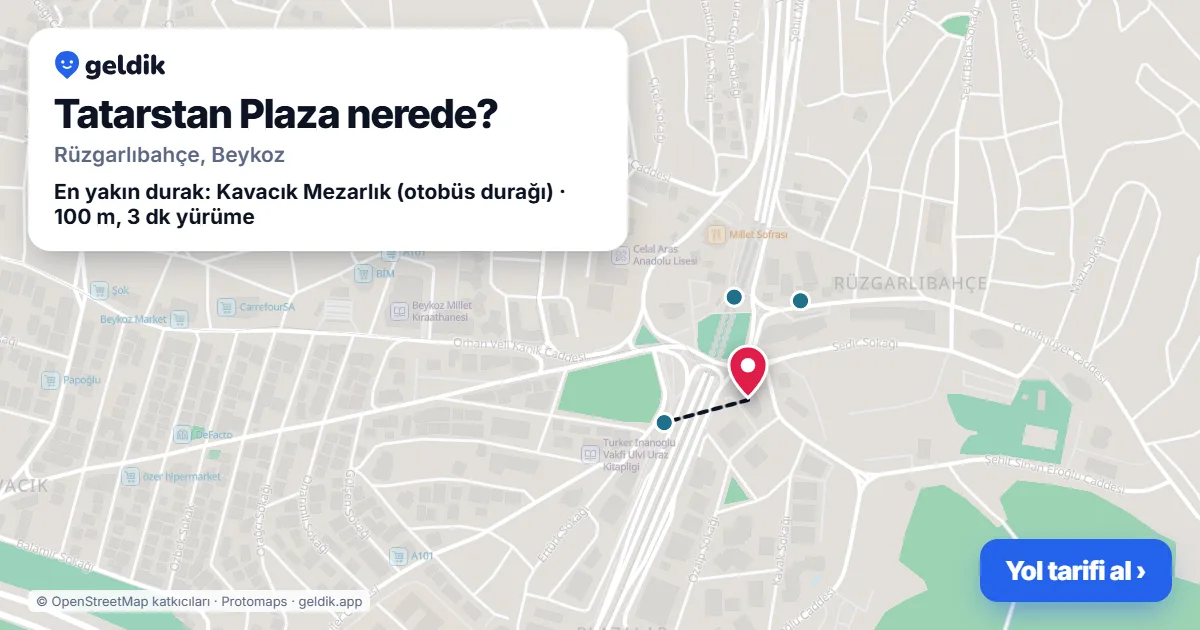 Tatarstan Plaza nerede: haritada konumu ve en yakın duraklar, yürüme süreleriyle