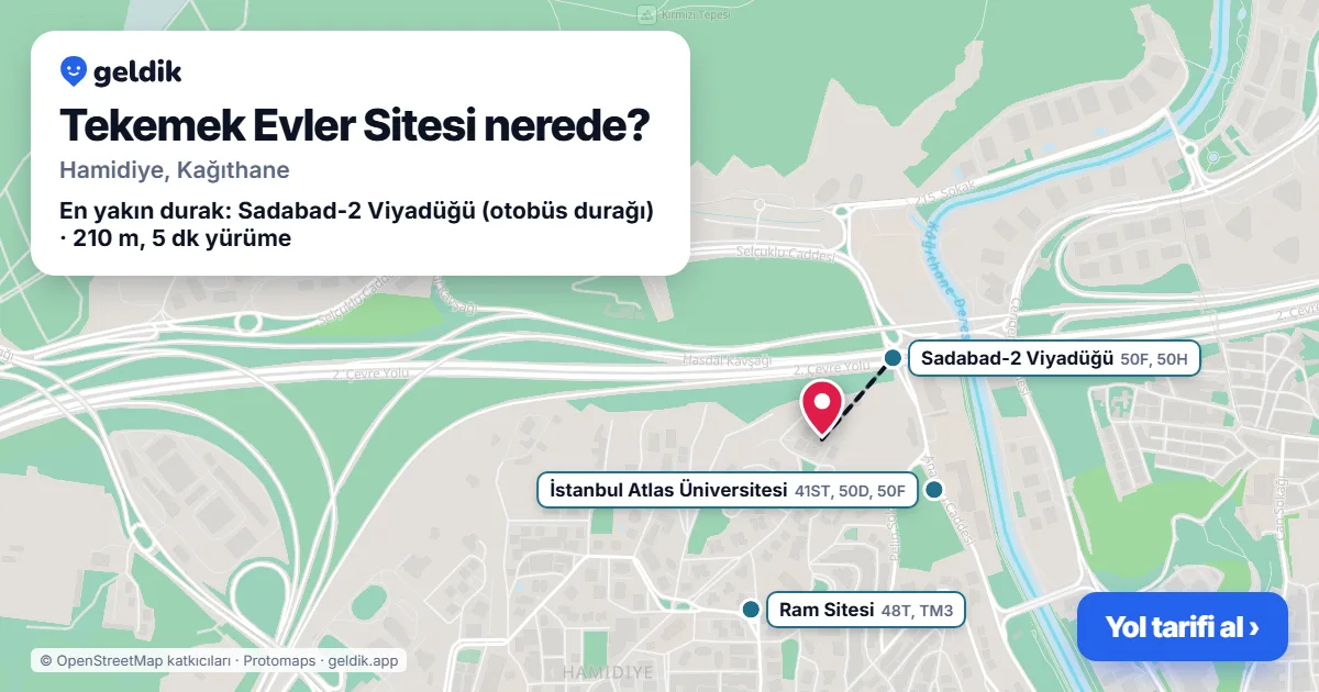 Tekemek Evler Sitesi nerede: haritada konumu ve en yakın duraklar, yürüme süreleriyle