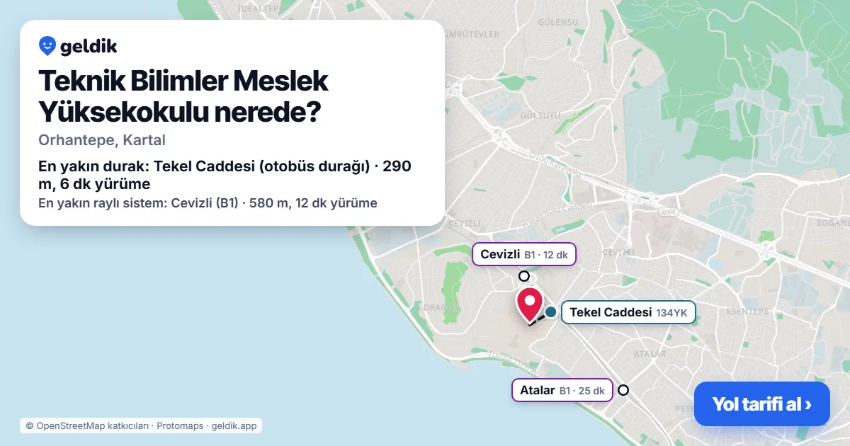 Teknik Bilimler Meslek Yüksekokulu nerede: haritada konumu ve en yakın duraklar, yürüme süreleriyle