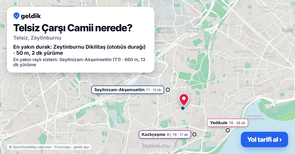 Telsiz Çarşı Camii nerede: haritada konumu ve en yakın duraklar, yürüme süreleriyle