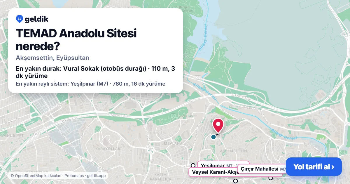 Where is TEMAD Anadolu Sitesi: map with its location and the nearest stops, with walking times