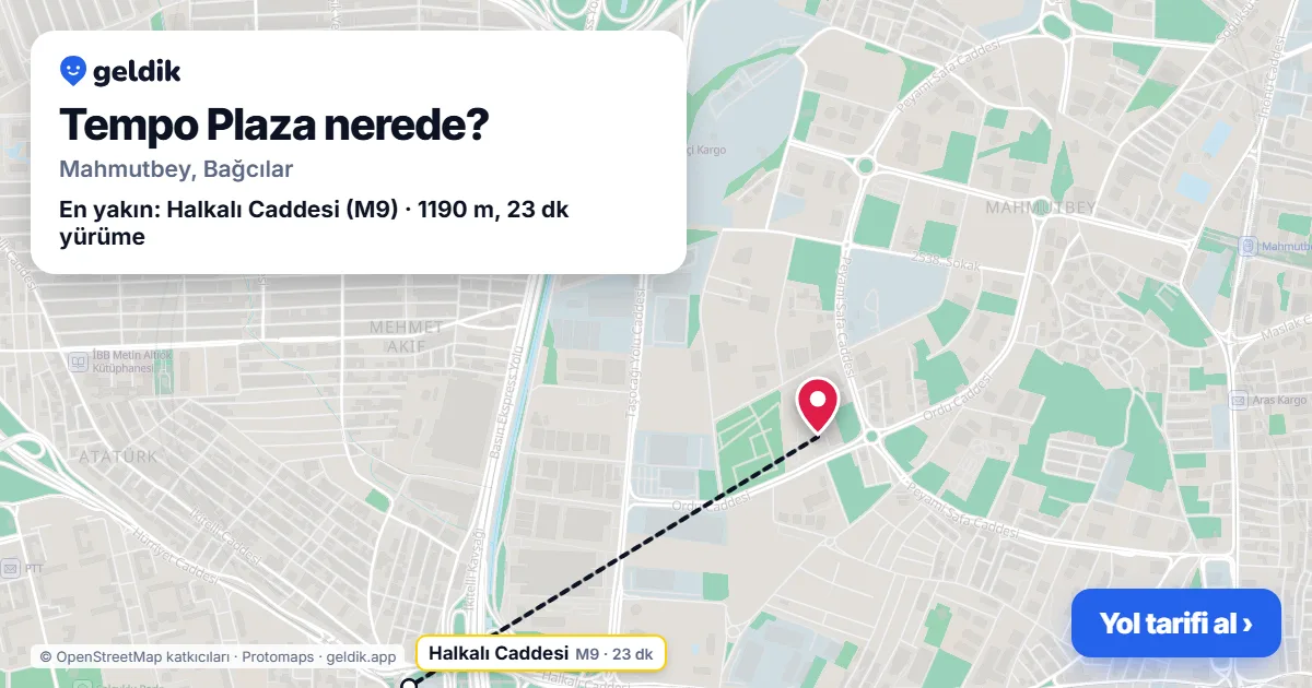 Where is Tempo Plaza: map with its location and the nearest stops, with walking times
