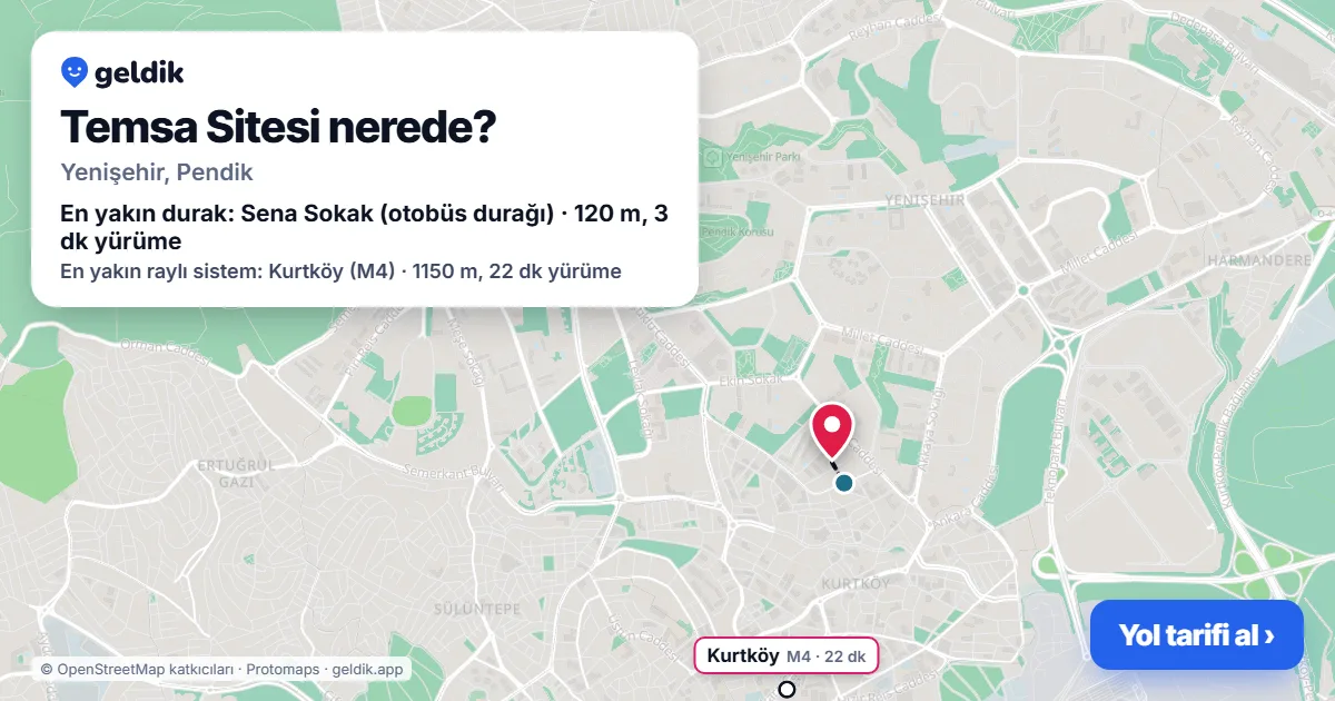 Temsa Sitesi nerede: haritada konumu ve en yakın duraklar, yürüme süreleriyle