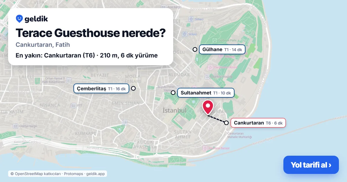 Terace Guesthouse nerede: haritada konumu ve en yakın duraklar, yürüme süreleriyle
