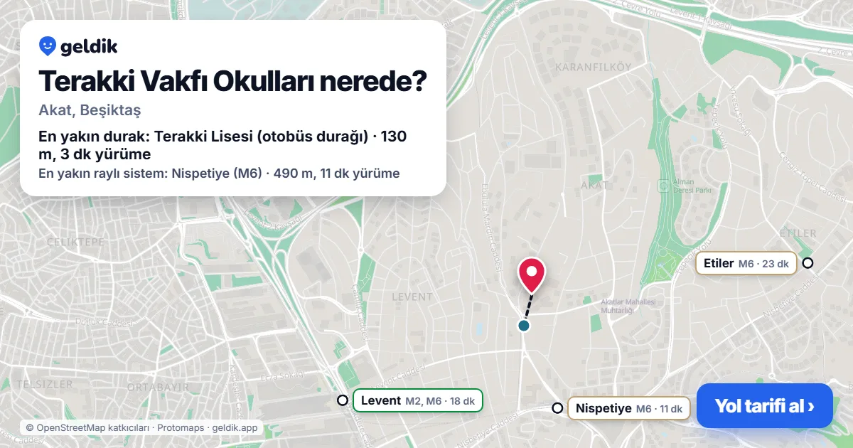 Where is Terakki Vakfı Okulları: map with its location and the nearest stops, with walking times