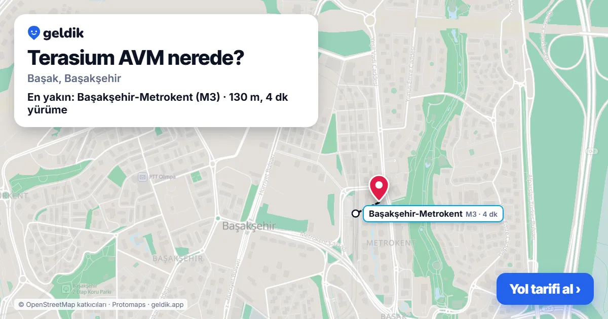 Where is Terasium Shopping Mall: map with its location and the nearest stops, with walking times