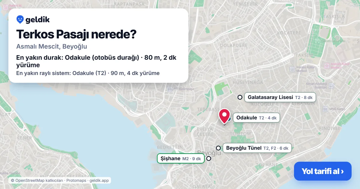 Terkos Pasajı nerede: haritada konumu ve en yakın duraklar, yürüme süreleriyle