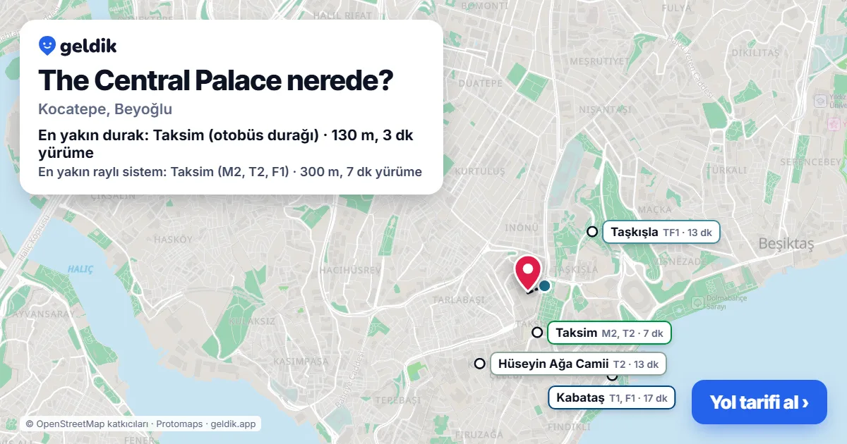 Where is The Central Palace: map with its location and the nearest stops, with walking times
