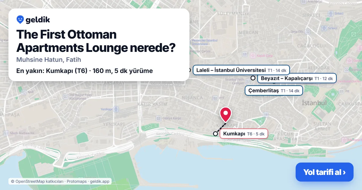The First Ottoman Apartments Lounge nerede: haritada konumu ve en yakın duraklar, yürüme süreleriyle