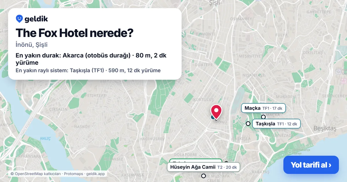 Where is The Fox Hotel: map with its location and the nearest stops, with walking times