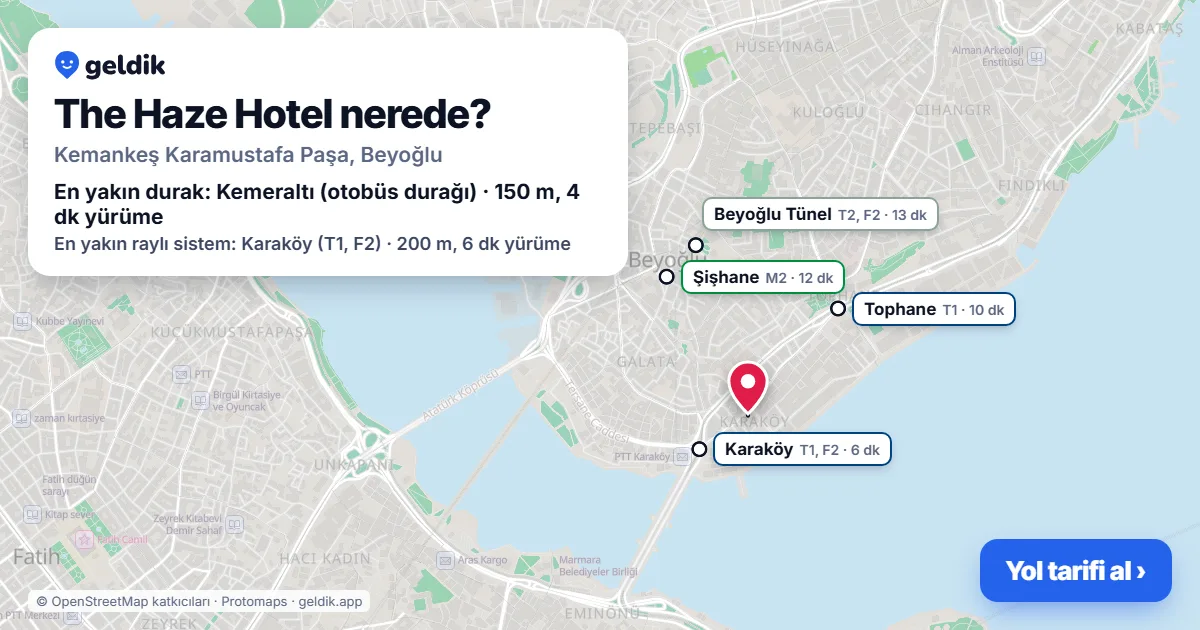 The Haze Hotel nerede: haritada konumu ve en yakın duraklar, yürüme süreleriyle