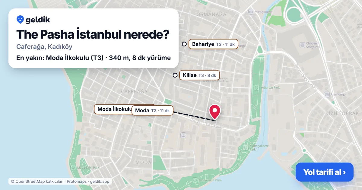The Pasha İstanbul nerede: haritada konumu ve en yakın duraklar, yürüme süreleriyle