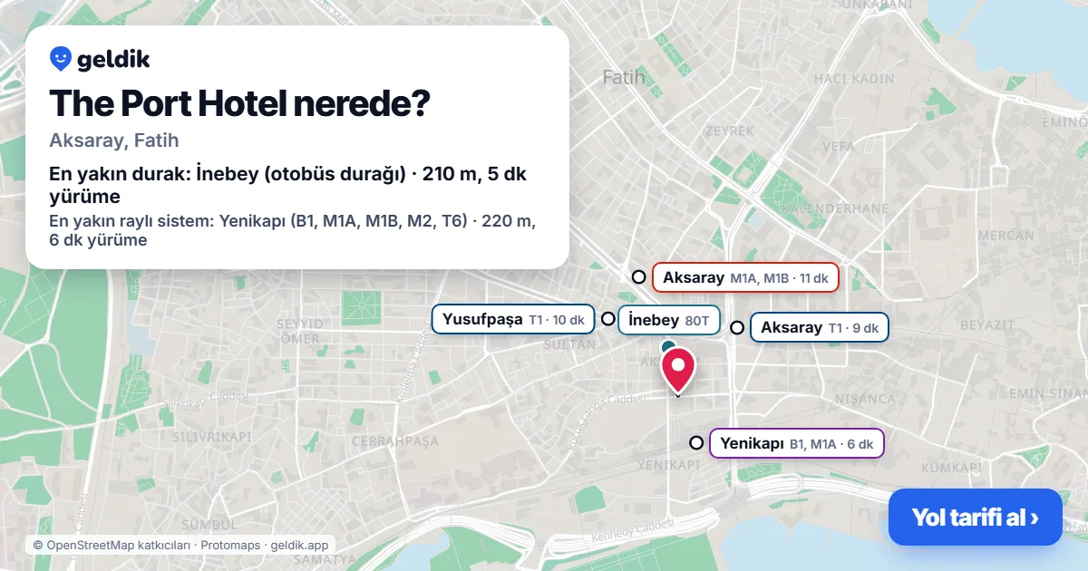 The Port Hotel nerede: haritada konumu ve en yakın duraklar, yürüme süreleriyle