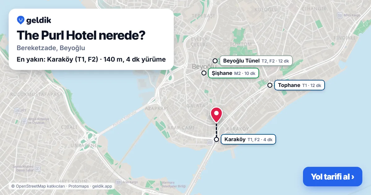 The Purl Hotel nerede: haritada konumu ve en yakın duraklar, yürüme süreleriyle