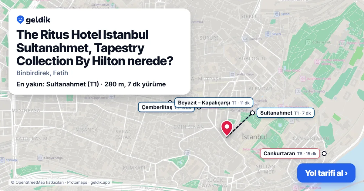 The Ritus Hotel Istanbul Sultanahmet, Tapestry Collection By Hilton nerede: haritada konumu ve en yakın duraklar, yürüme süreleriyle